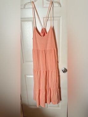 Old Navy Peach-Tone Tiered V-Neck Maxi Dress